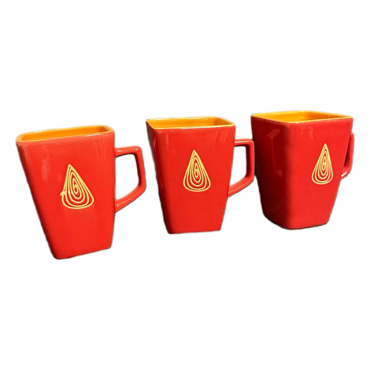 Disaronno Red Square Mugs Set of 3 Orange Interior Barware Coffee Cups