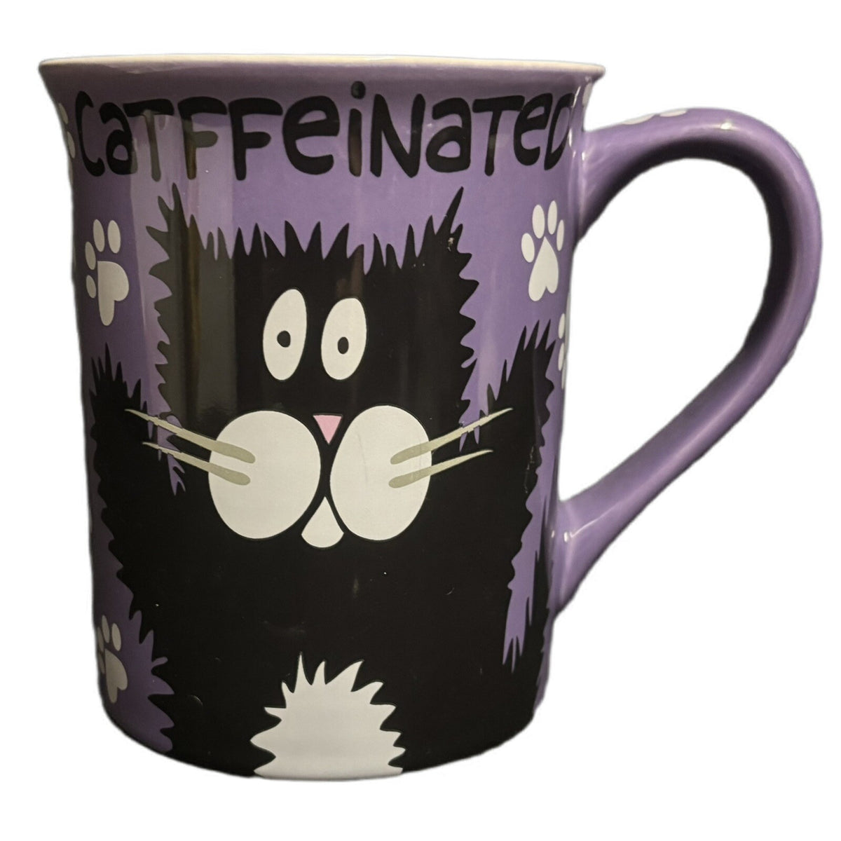 Lorrie Veasey Mug Cat Our Name Is Mud  16 Oz Kitty Coffee Tea Cup DECATFFEINATED