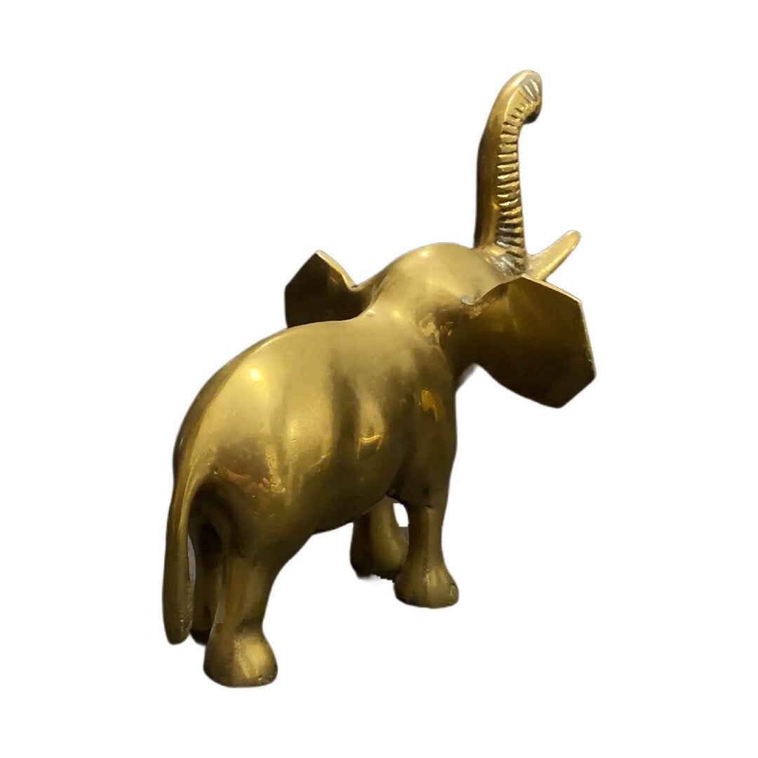 Vintage Elephant Solid Brass Figurine Statue Raised Trunk Up Good Luck
