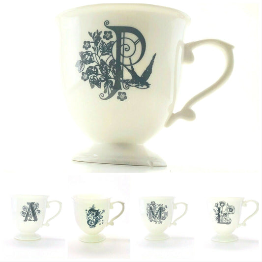 Anthropologie Monogram Pedestal Coffee Mug Personalized Name Cup Initial 