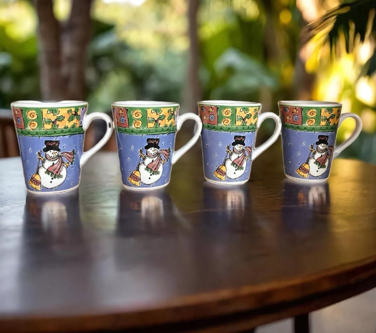SANGO 4- Mugs The Sweet Shoppe Christmas Sue Zipkin Snowman Coffee Tea Cups