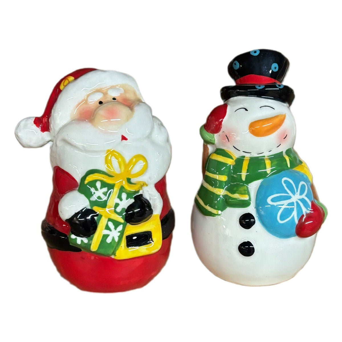 Santa Claus And Snowman Ceramic Salt & Pepper Shakers
