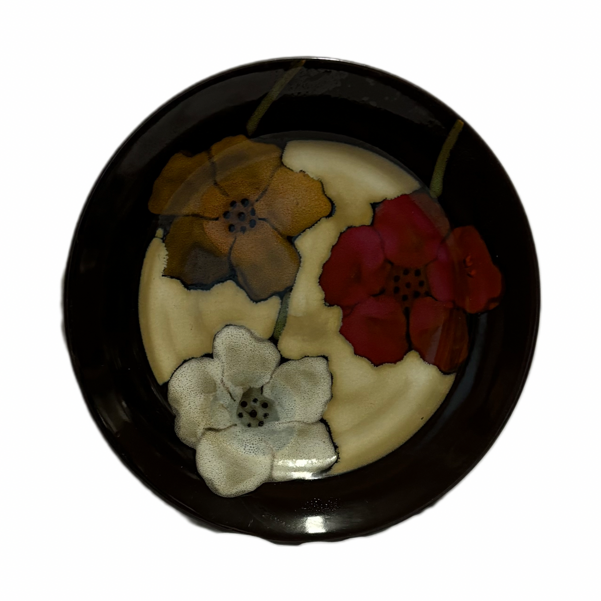 Pfaltzgraff Studio SARINA 3 Salad Plates Poppies Floral Stoneware Dessert Dish