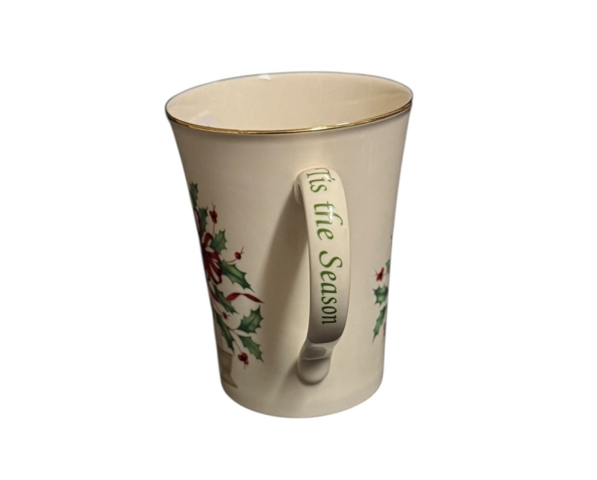 Lenox Holiday Warmest Wishes Poinsettia Christmas Mug Ivory