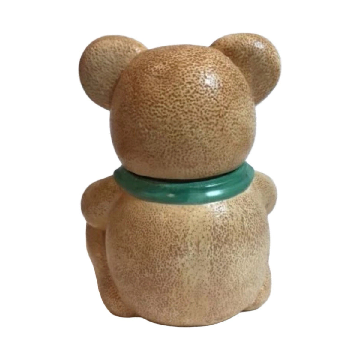 CKRO Teddy Bear Cookie Jar Holding Red Apples Green Scarf Ceramic Vintage 10” H