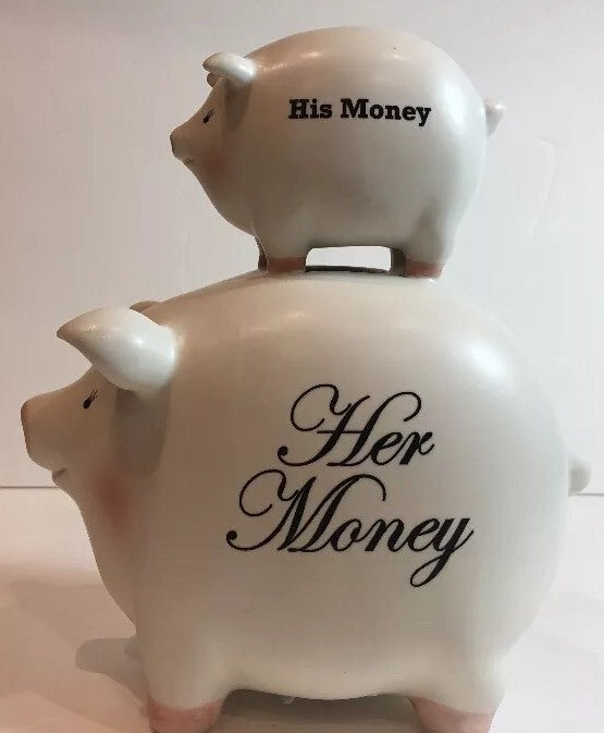 Piggy Bank HIS MONEY HER MONEY C. M. Redwine Savings Coins Ceramic