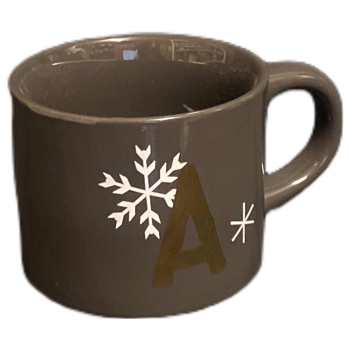 Threshold Mug Monogram A Letter Gold Initial Stoneware Coffee Tea Snowflake Cup