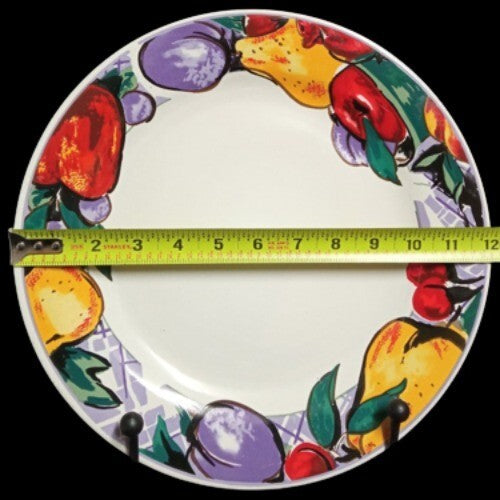 Gibson Designs CORNUCOPIA FRUIT Chop Plate 12” D Apple Pear Cherry Plum Border