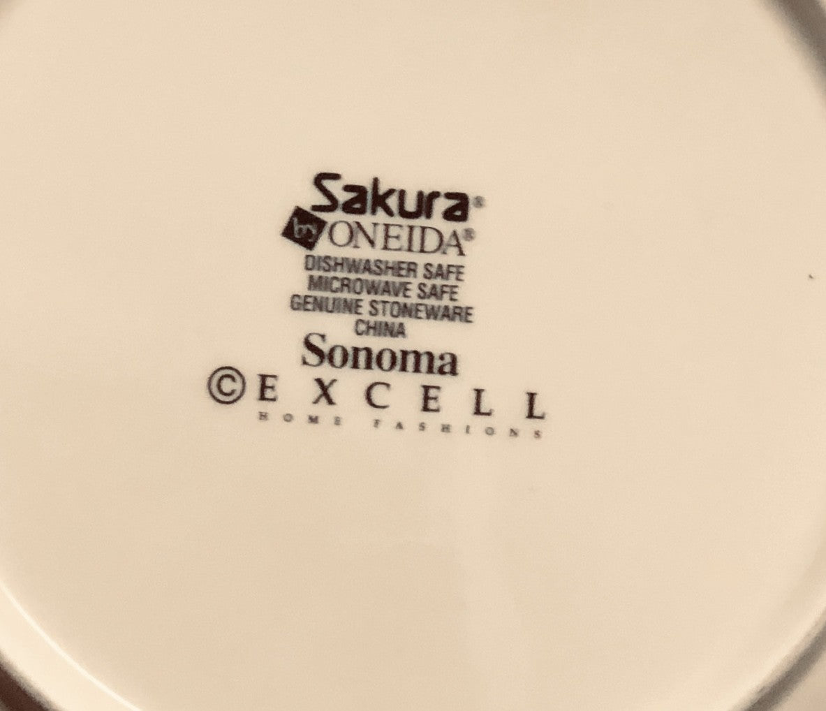 Sakura Oneida 4-Salad Plates Sonoma Excell Stoneware Fruits Design 8 1/8”D