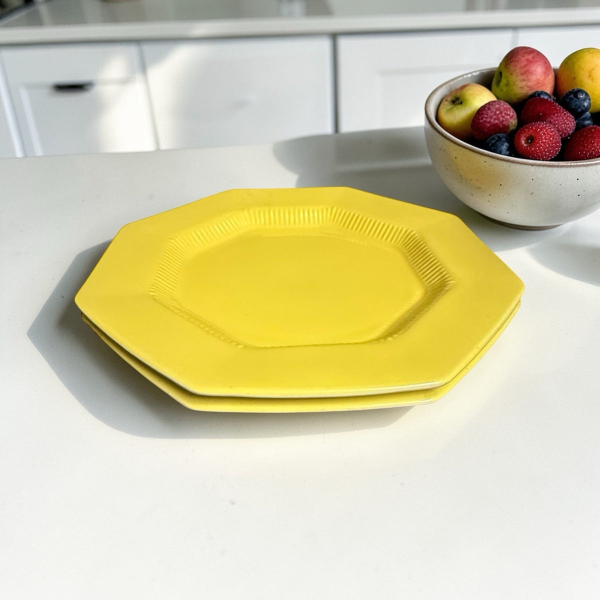 Nikko Daffodil Octagonal Dinner Plates Set of 2 10 3/4” Yellow Japan