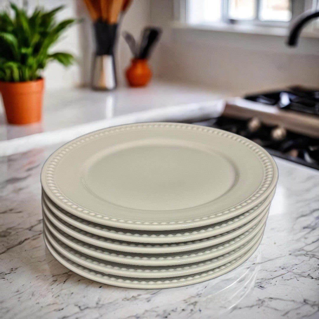 Set of 7 Better Homes & Gardens Sophia White Beaded Salad Dessert Plates 8.75”D