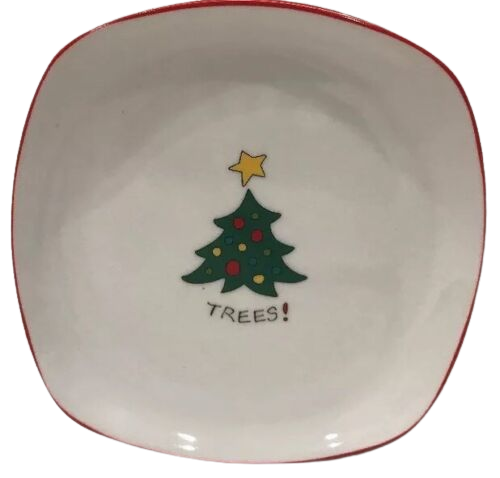 Fitz & Floyd Essentials Merry Christmas Set of 4 Canapé/Dessert Plates 