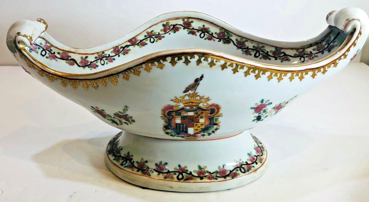 Rare Vintage Chinese Pedestal Bowl Yong Sheng "Eternal Victory" Cai Ci Chang 