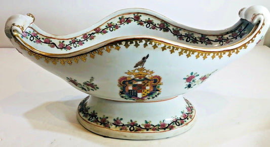 Rare Vintage Chinese Pedestal Bowl Yong Sheng "Eternal Victory" Cai Ci Chang 