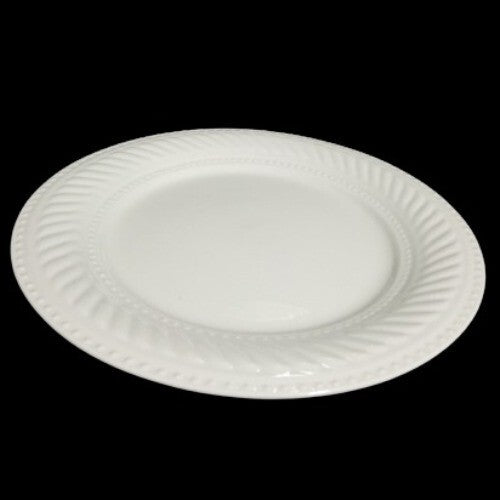 Gibson Designs IMPERIAL BRAID Chop Plate 12 1/8" D White Rope Dots Embossed