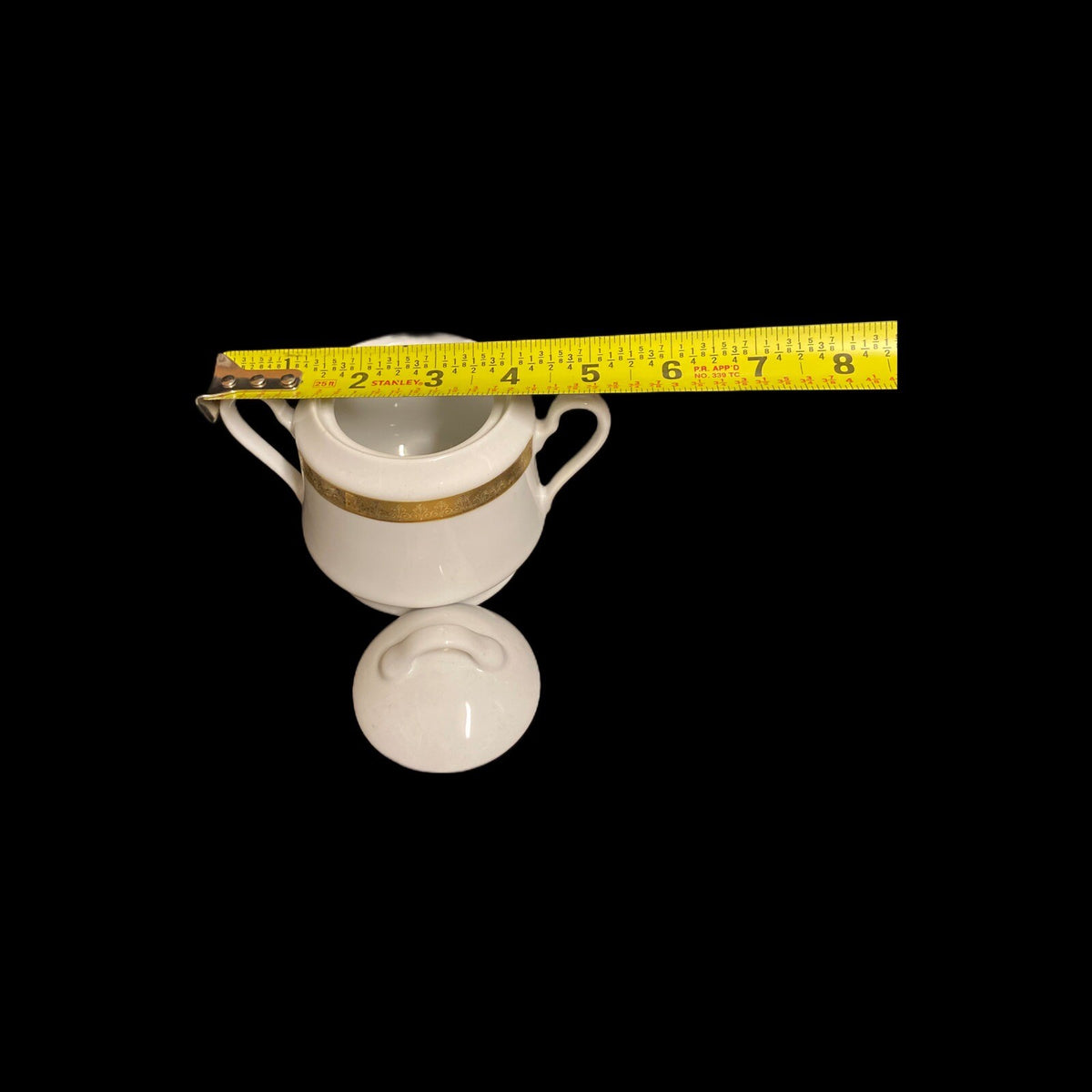 Gabbay QUEEN VICTORIA Creamer & Lidded Sugar Bowl Ceramic White Gold Border Trim