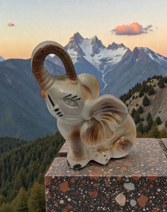 Brazil Lusterware Good Luck Elephant Figurine — Ceramic (1970s, Vintage)