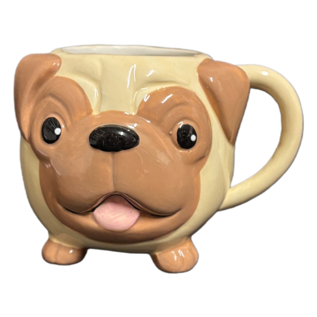 THINK Pawsitively Mug 3D Pug Puppy Dog Face Ceramic Animal  Coffee Tea Cup