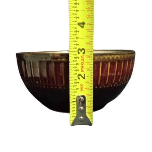 Gibson Elite ARTISTE RED 4-Soup/Cereal Bowls 6”D Red & Brown Rim Ribbed and Dots