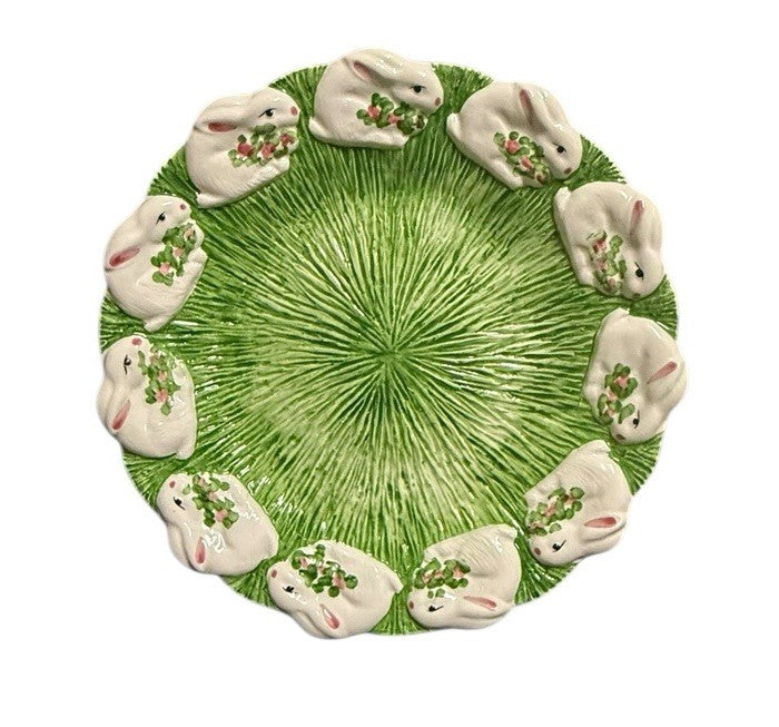 Annalee 1996 Ana Abutine Vintage Easter Bunny Plate 10 1/8" Rabbits