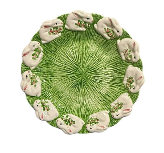 Annalee 1996 Ana Abutine Vintage Easter Bunny Plate 10 1/8" Rabbits