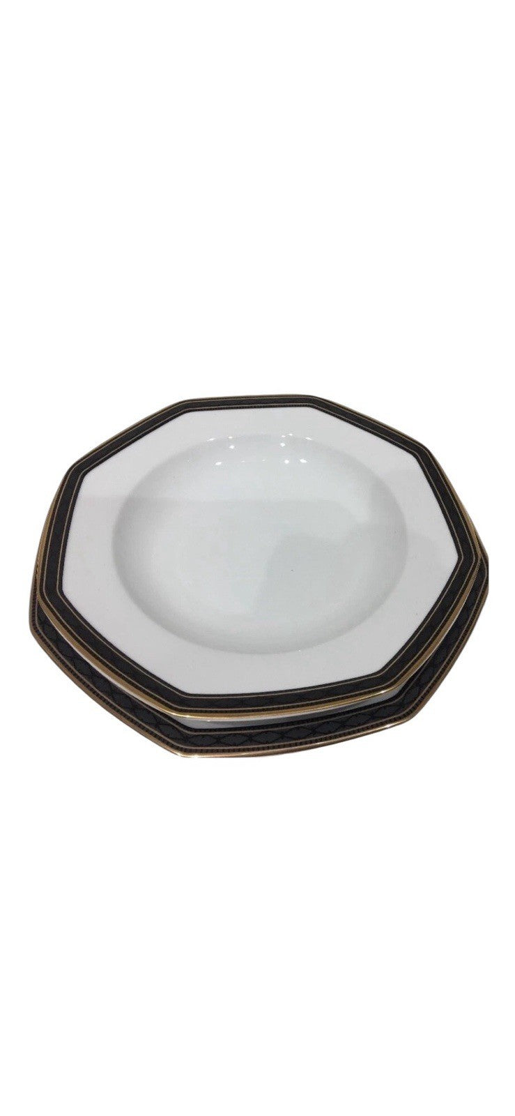 Christopher Stuart Black Dress 10 Piece Octagonal Fine China Service for 2