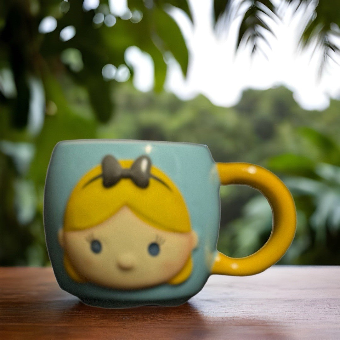 Disney Tsum Tsum Alice in Wonderland 3D Ceramic Mug – Blue & Yellow Cup