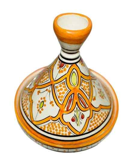 Moroccan Tajine Dome Lid Terracotta Orange Tagine Hand-Crafted & Painted 7 7/8”D