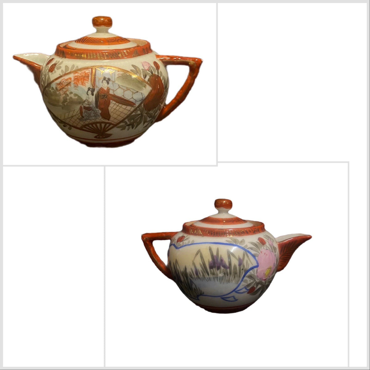 Vintage Japanese Geisha Teapot • Hand Painted Porcelain • Oriental Scene