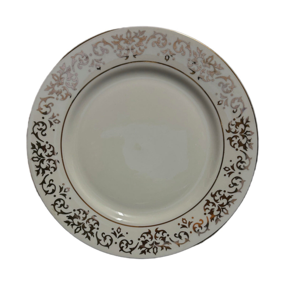 Tienshan CLASSIC GOLD 4-Salad Plates Fine China White Gold Swirls Design & Trim