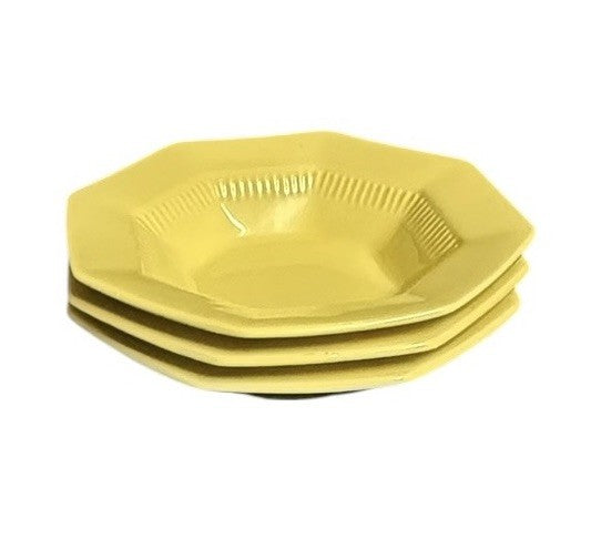 Independence Ironstone Castleton Yellow Fruit Bowls Set 3 Octagon 5 3/4" D Japan
