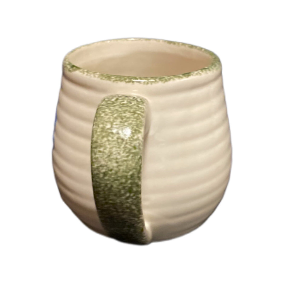 Chicken Rooster Mug ALCO Industries Ribbed 3D Cup Farmhouse Green Spongeware