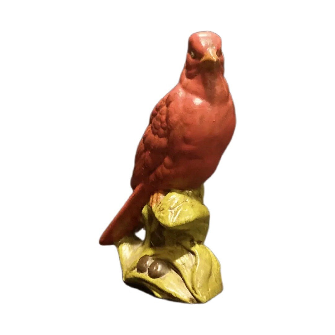 Rare RED BIRD on Branch Statue Figurine Home Decor Room-Tabletop-Desk