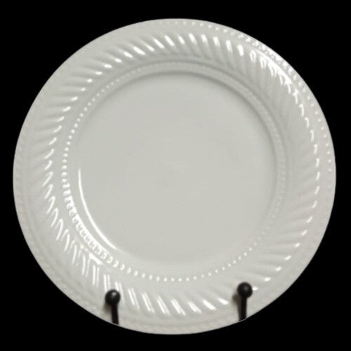 Gibson Designs IMPERIAL BRAID Chop Plate 12" D White Rope Dots Embossed Platter