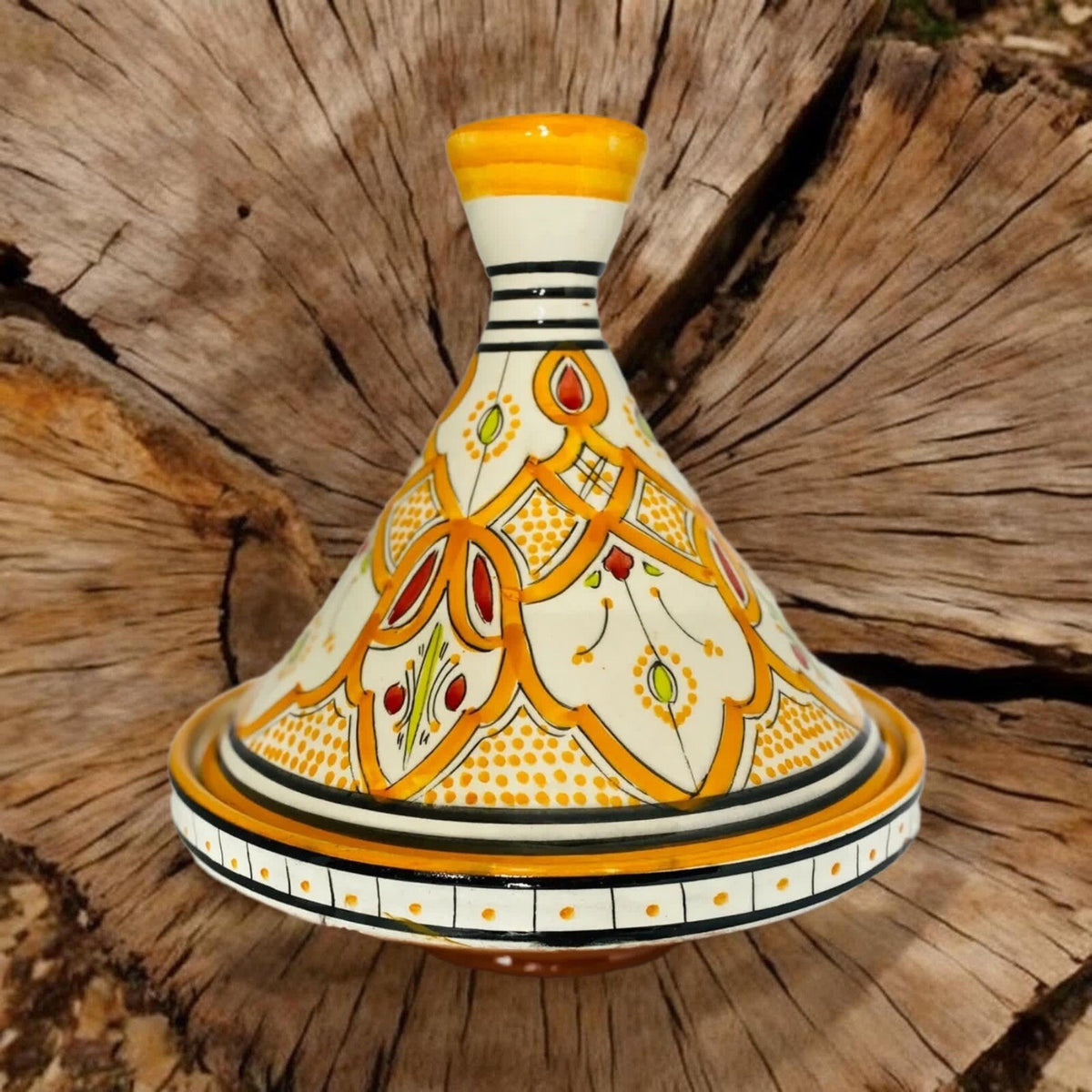 Moroccan Tajine Dome Lid Terracotta Orange Tagine Hand-Crafted & Painted 7 7/8”D