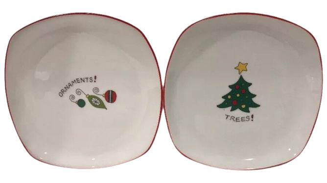 Fitz & Floyd Essentials Merry Christmas Set of 4 Canapé/Dessert Plates 