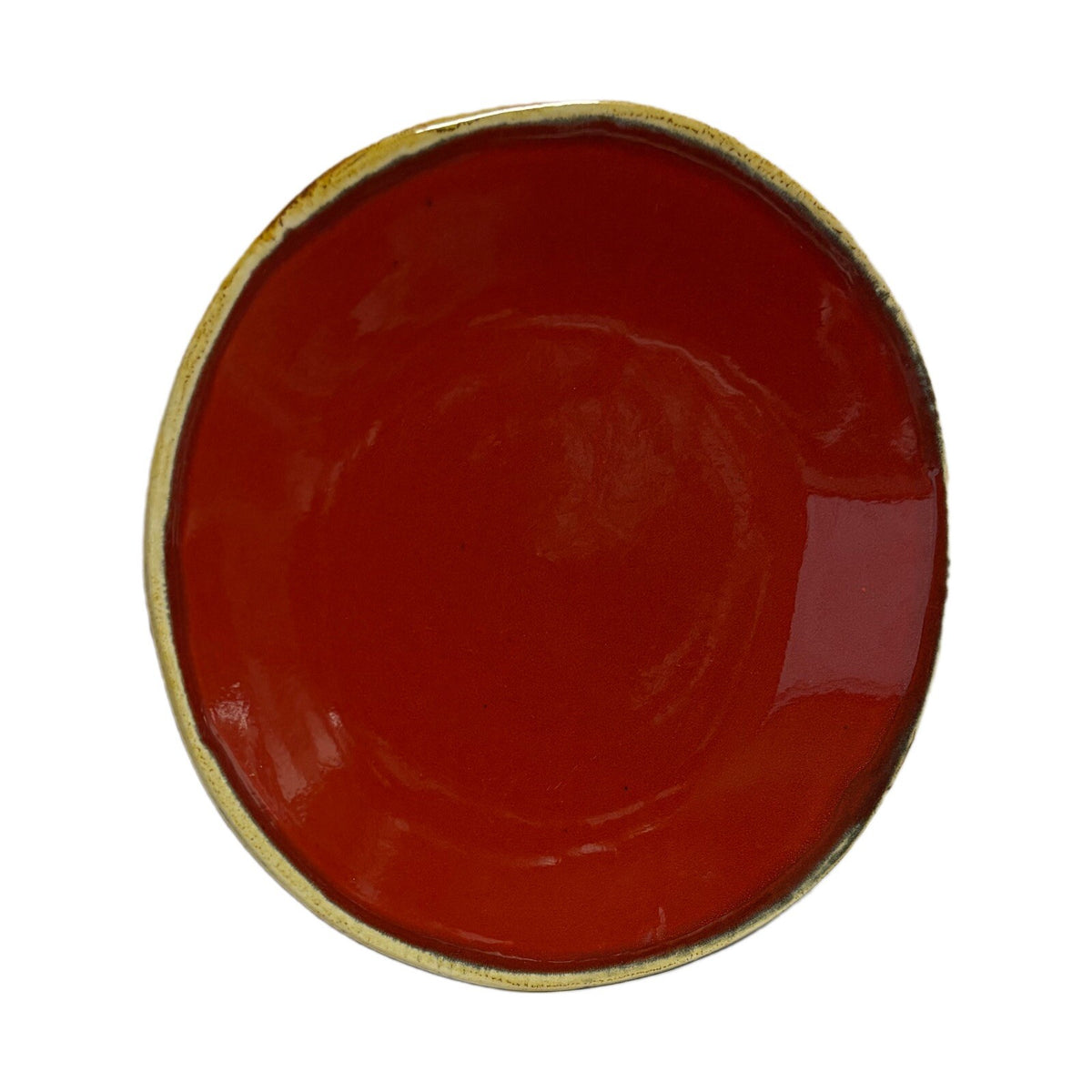 MAIOLICHE JESSICA 2-Salad Plates Italy Red Ceramic Dessert Dish Cream Trim
