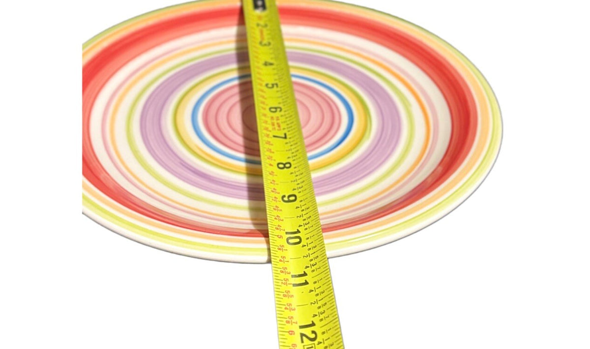 Gibson Designs 4-Dinner Plates ROSITA RAINBOW Ceramic Swirls Dinnerware