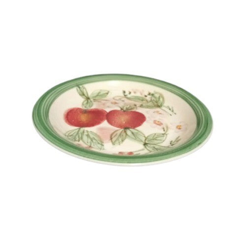 Gibson Designs Peach Duo Set of 3 Salad Plates 7 3/8” Fruit Floral Ceramic Green