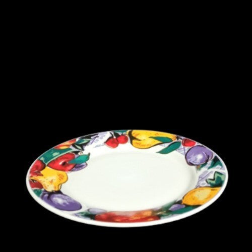 Gibson Designs CORNUCOPIA FRUIT 4-Salad Plates 7 ½” D Apple Pear Cherry Plum