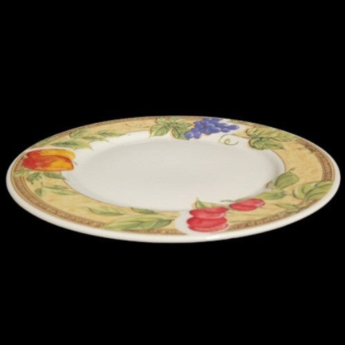 Gibson Designs FRUIT GROVE 4-Dinner Plates Cherries Grapes 10 ¾”D White & Fruits