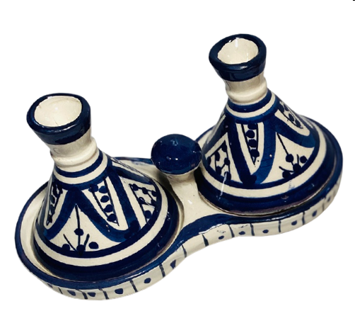 GGE "MELH BLUE" TAGINE Multi-Purpose SALT & PEPPER SMALL Moroccan Tajine