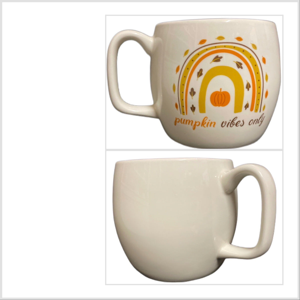 PUMPKIN VIBES ONLY Coffee Mug Rainbow Fall Harvest Ceramic White Cup Unbranded