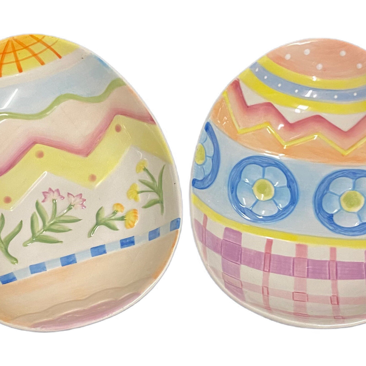 Fitz & Floyd 2-Easter Eggs Bowls ESCAPADES Ceramic Dish 7 1/8" x 5 1/2" W