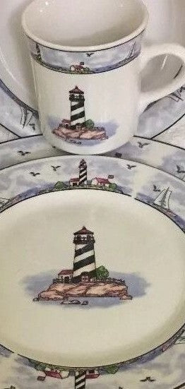 Light House Design 3pc Place Setting Service for 1 Lighthouse