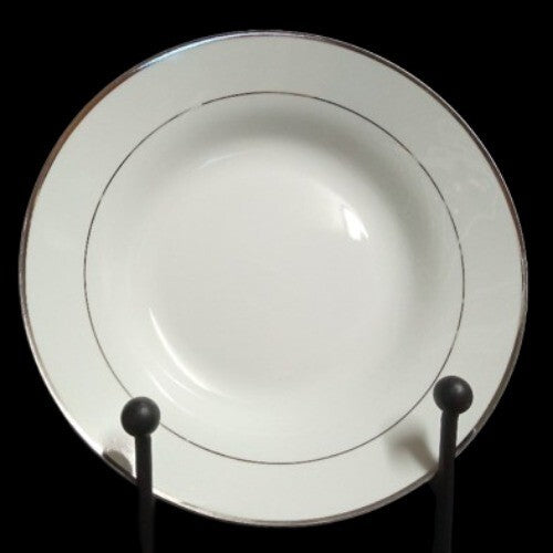 Gibson Designs ANNIVERSARY PLATINUM Rim Soup Bowl 8" D  White China Dinnerware