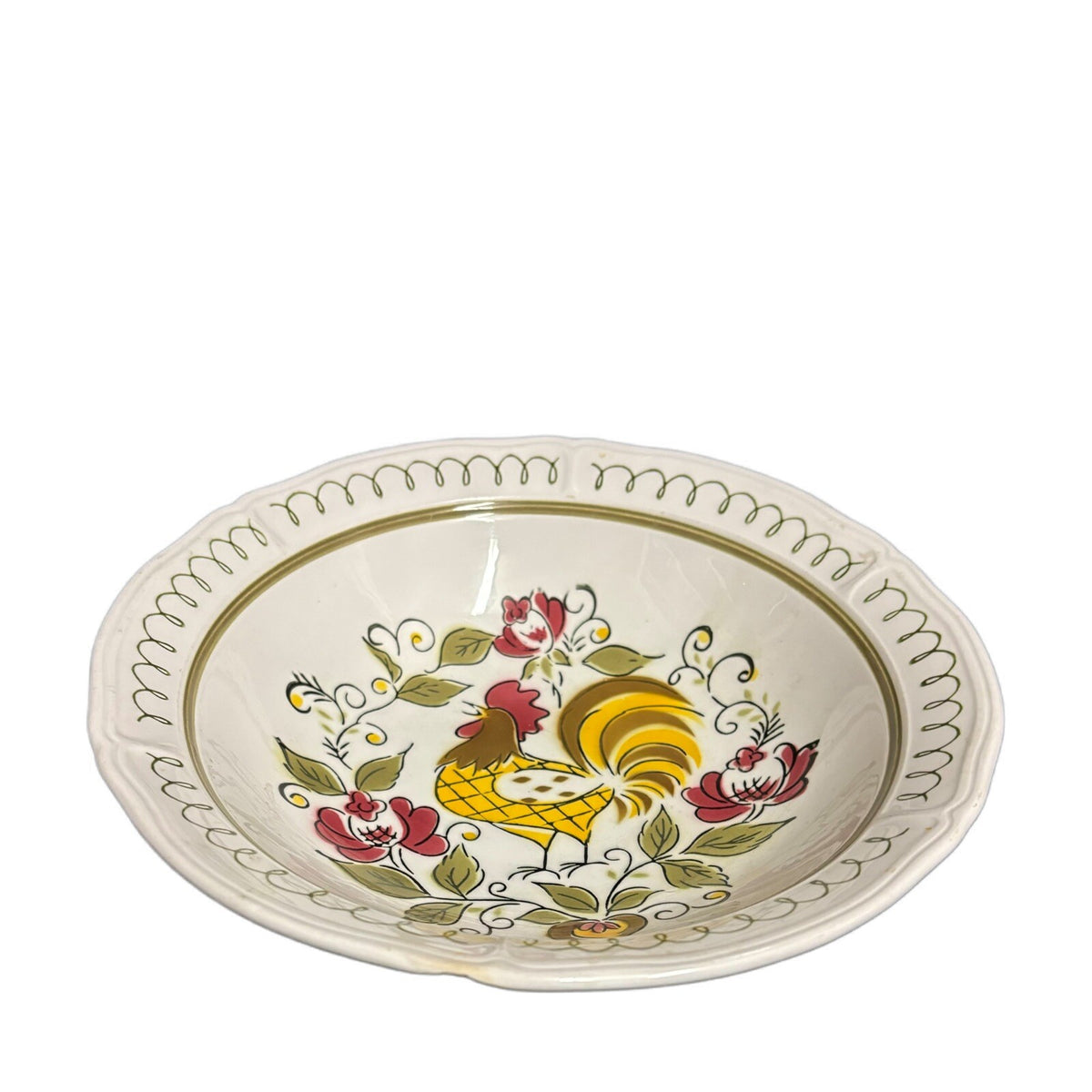 Mikasa Serving Bowl HERITAGE Round Terra Stone 7125 Japan Rooster Oven Proof
