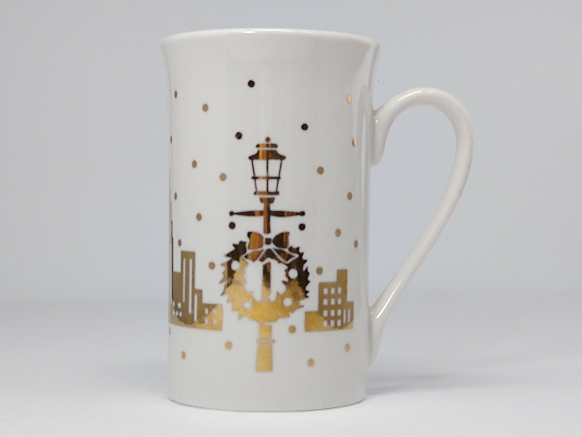 Studio Nova Mug GOLDEN CITY  White Gold Tea Cup Christmas Glassware Collection