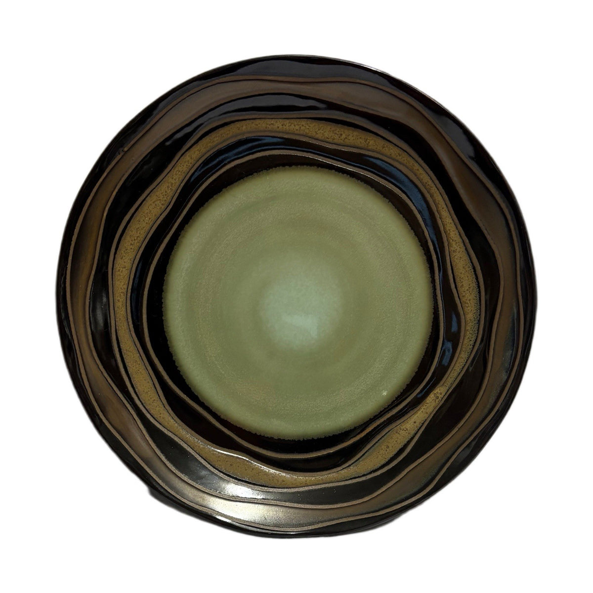 Waves by Noble Excellence Salad Plates – Set of 4, Earthy Brown & Green Glaze
