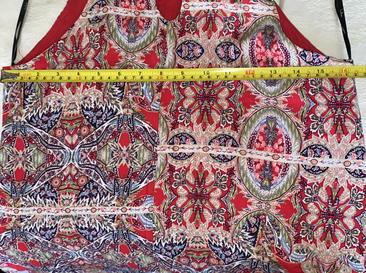 Lulu's Women Tank Top Red Sleeveless Blouse S. Paisley Sleeveless Crew Neck Boho